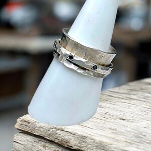 🌺 NEW! David Tishbi Sterling & Gemstone Spinner Ring